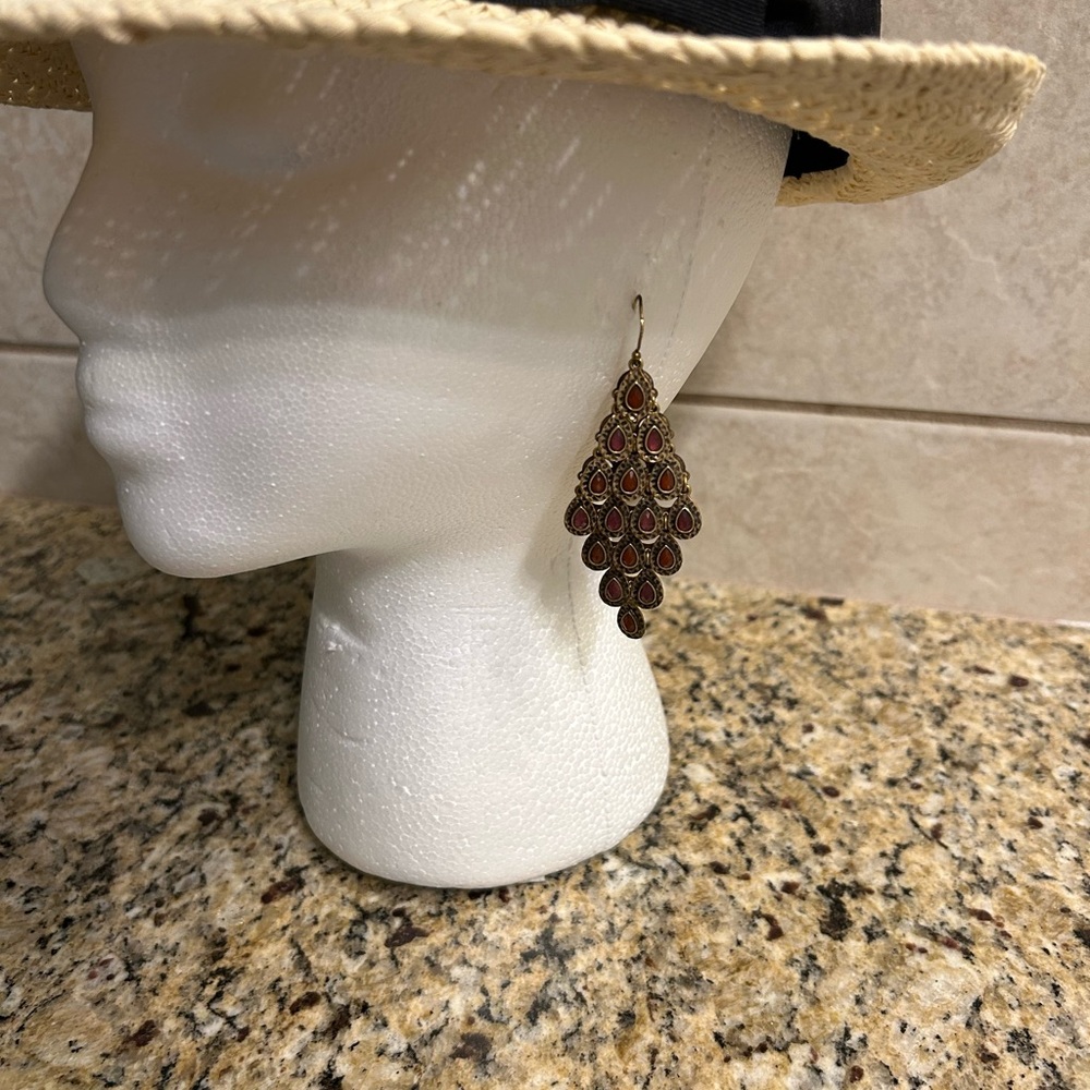 Lucky Brand Gold and Pink Chandelier Earrings